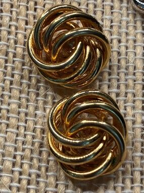 Vintage Monet gold-tone dainty knot 14k post back earrings